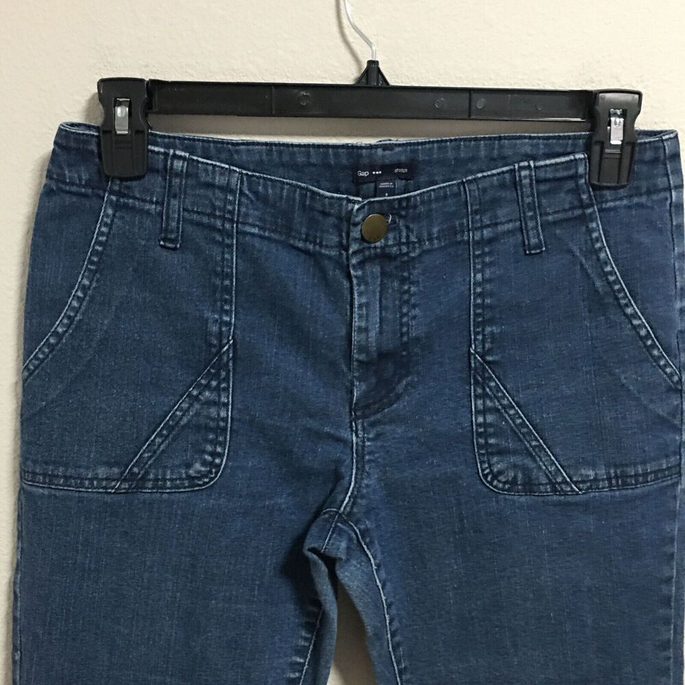 Gap Women Y2K 90's Mid Rise Pork Chop Pockets Jeans Denim Pants Dark Wash Size 8 - Picture 3 of 9